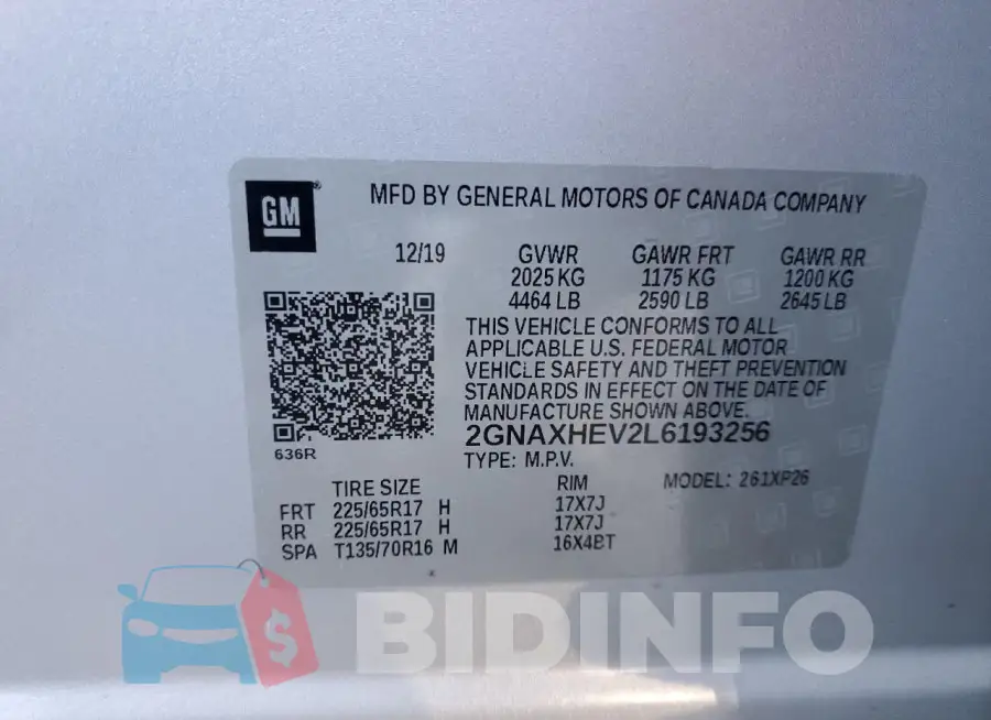 2GNAXHEV2L6193256 Photo# 13