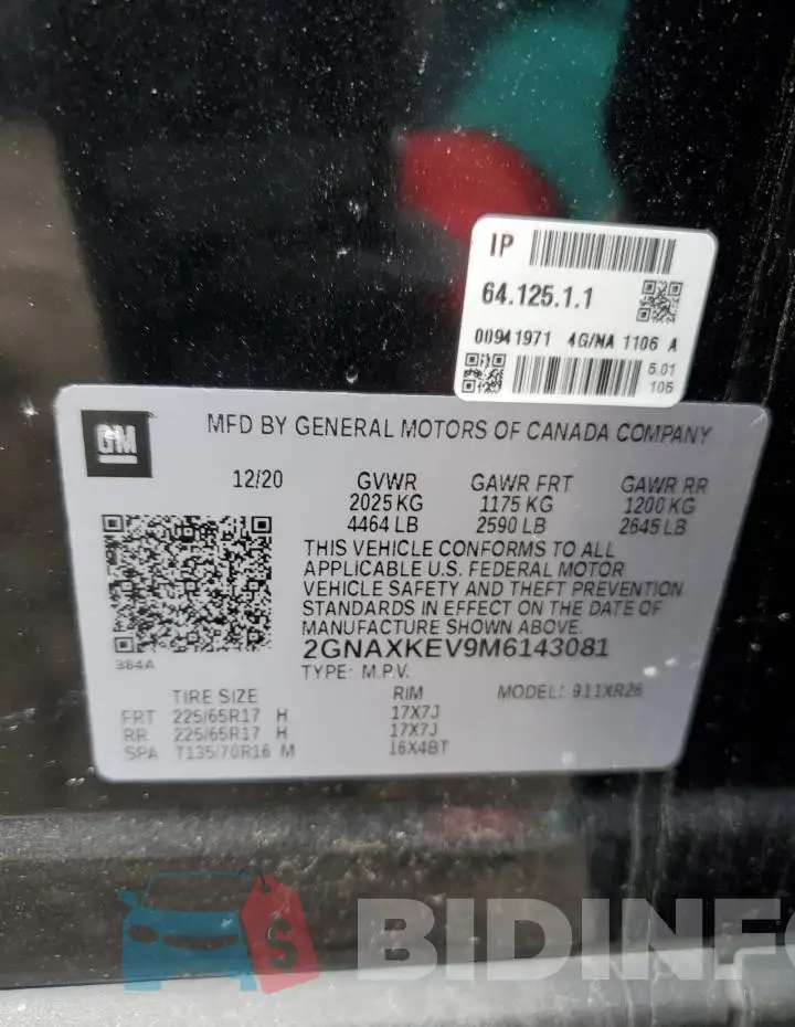 2GNAXKEV9M6143081 Photo# 12