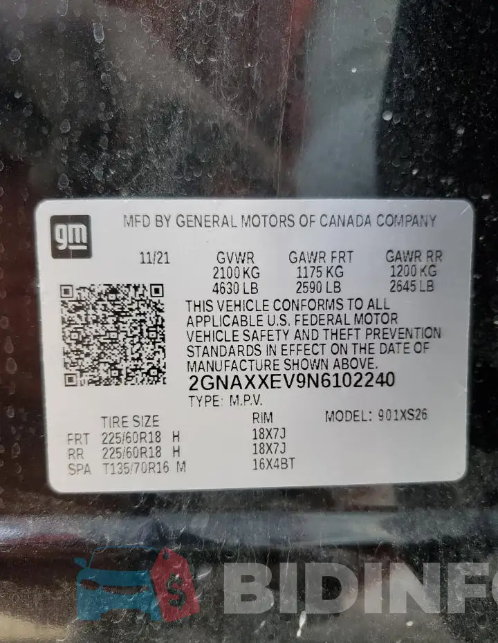 2GNAXXEV9N6102240 Photo# 13