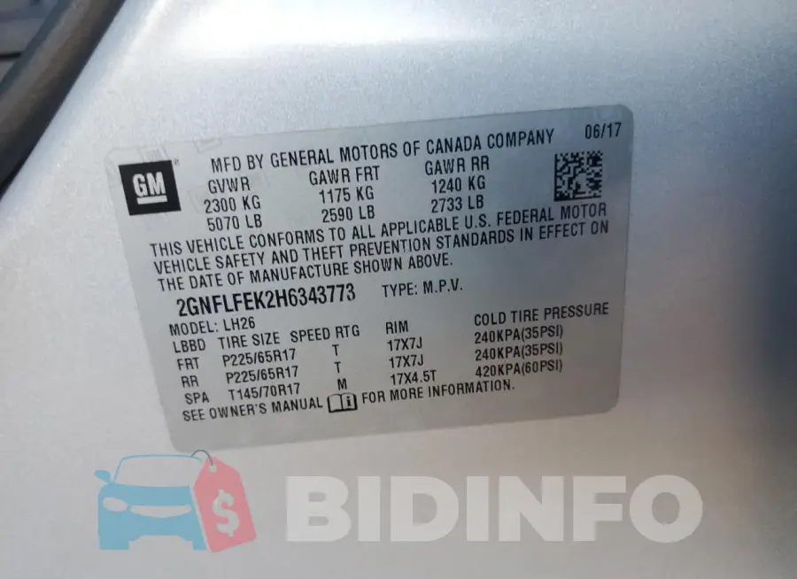 2GNFLFEK2H6343773 Photo# 12
