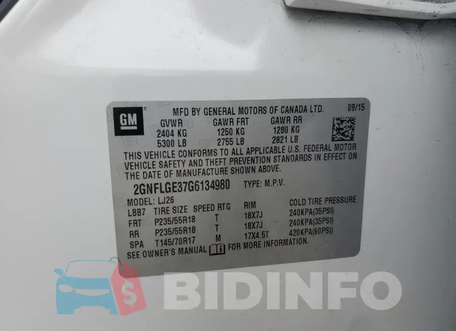2GNFLGE37G6134980 Photo# 13