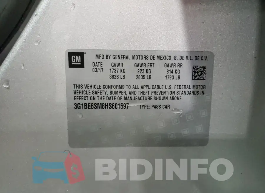 3G1BE6SM8HS601697 Photo# 12