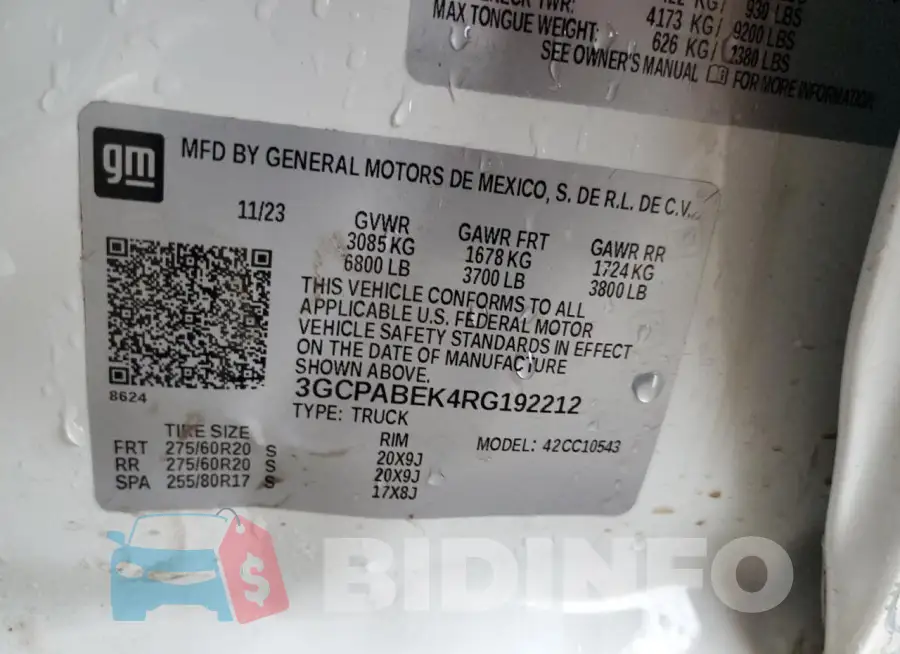 3GCPABEK4RG192212 Photo# 12