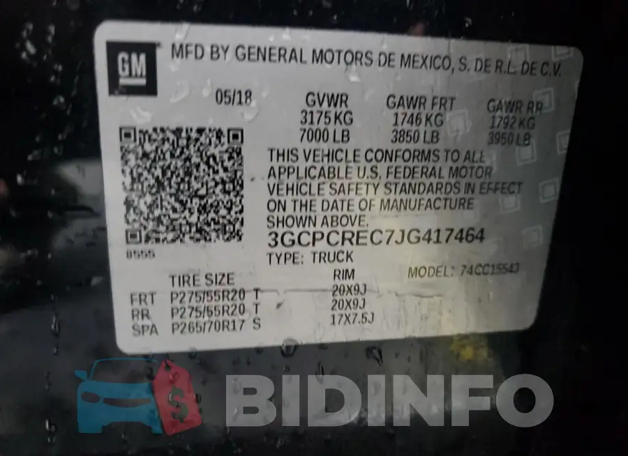 3GCPCREC7JG417464 Photo# 12
