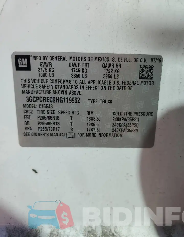 3GCPCREC9HG119962 Photo# 12