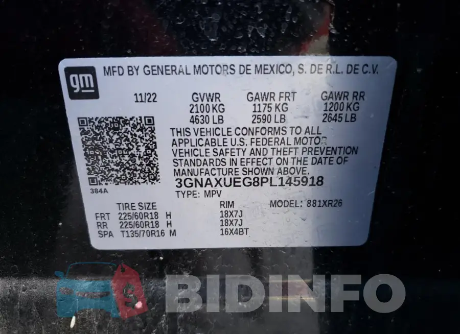 3GNAXUEG8PL145918 Photo# 13