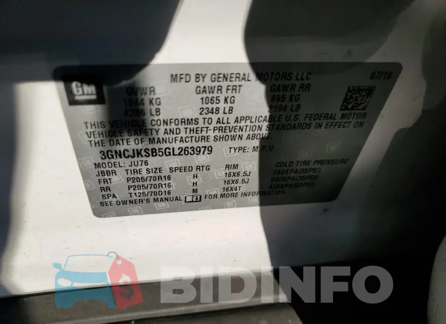 3GNCJKSB5GL263979 Photo# 13