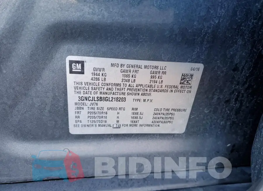 3GNCJLSB8GL218203 Photo# 12