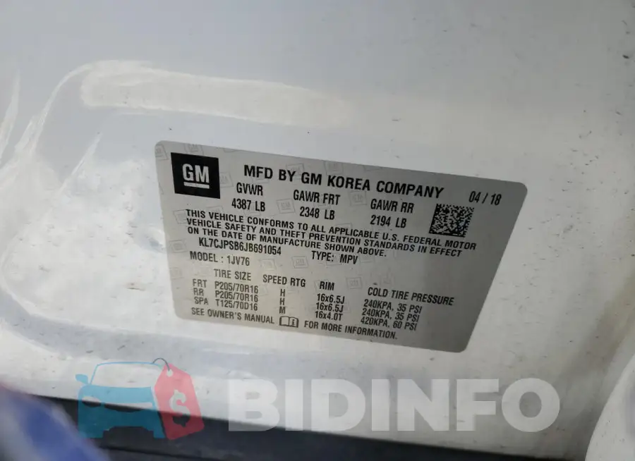 KL7CJPSB6JB691054 Photo# 12