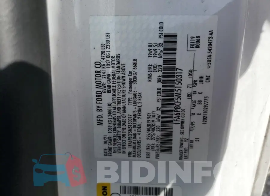 1FA6P8CF5M5150317 Photo# 12