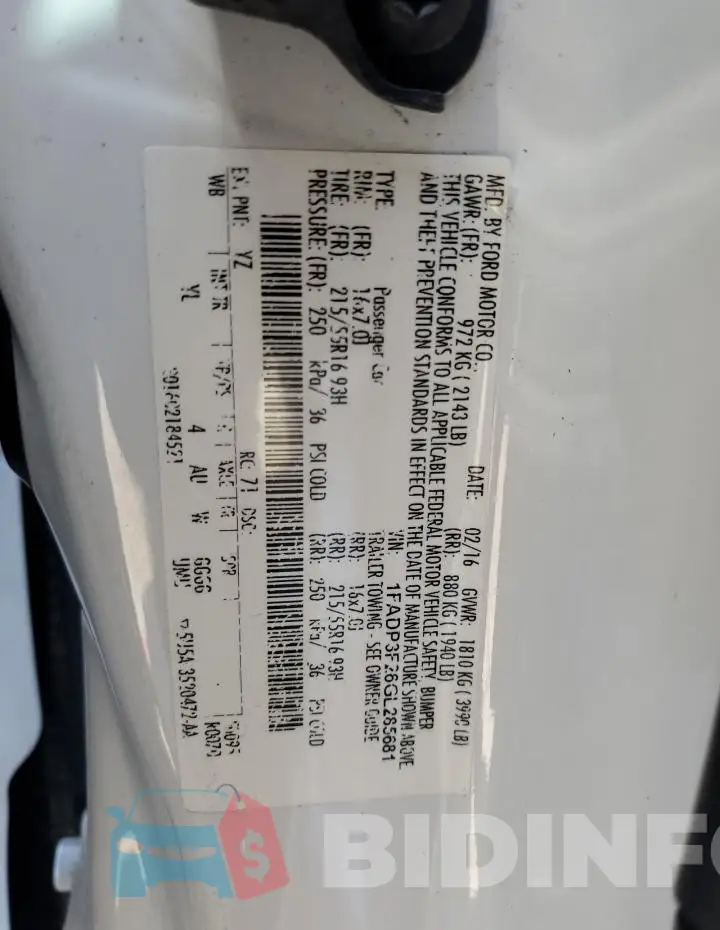 1FADP3F26GL285681 Photo# 12
