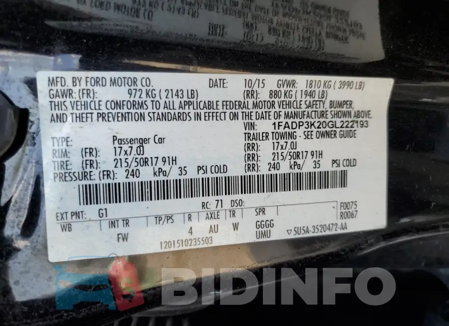 1FADP3K20GL222193 Photo# 12