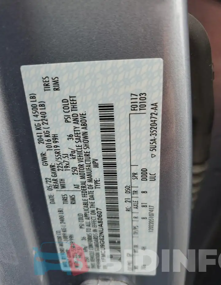 1FMCU9G62NUA80607 Photo# 12