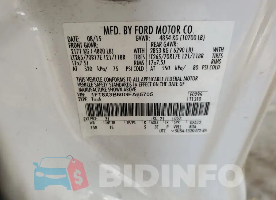 1FT8X3B60GEA65705 Photo# 12