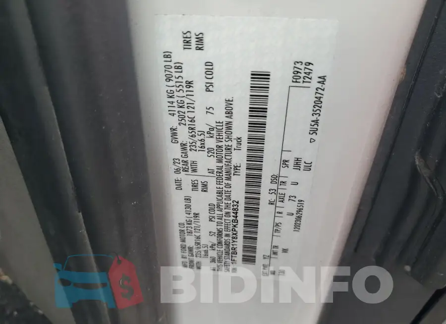 1FTBR1Y8XPKB44832 Photo# 14