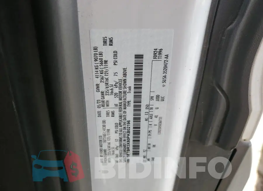 1FTBR3X80PKB02196 Photo# 14