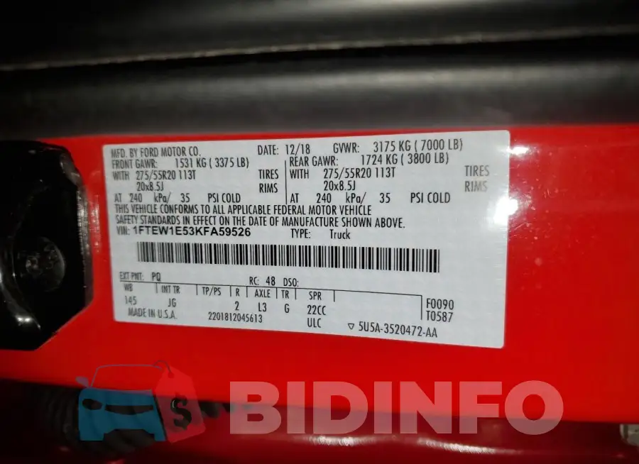 1FTEW1E53KFA59526 Photo# 12