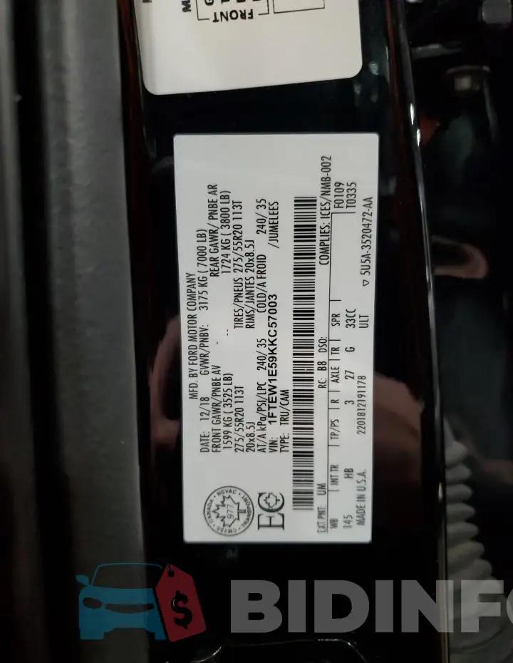 1FTEW1E59KKC57003 Photo# 13
