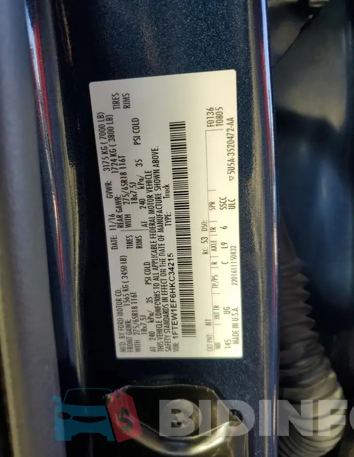 1FTEW1EF6HKC34215 Photo# 12