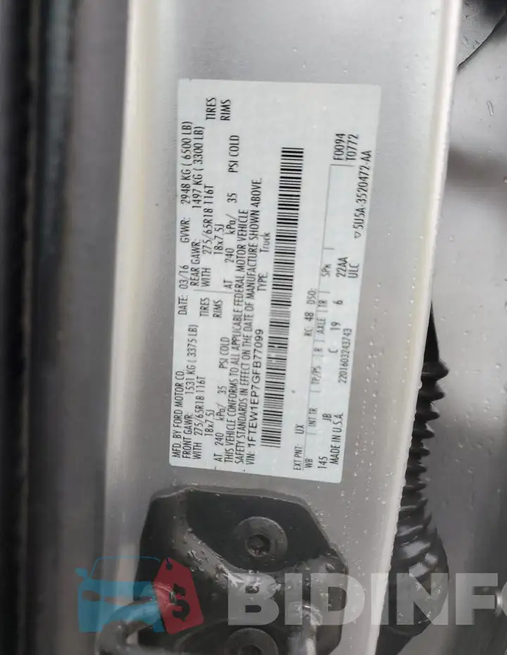 1FTEW1EP7GFB77099 Photo# 14
