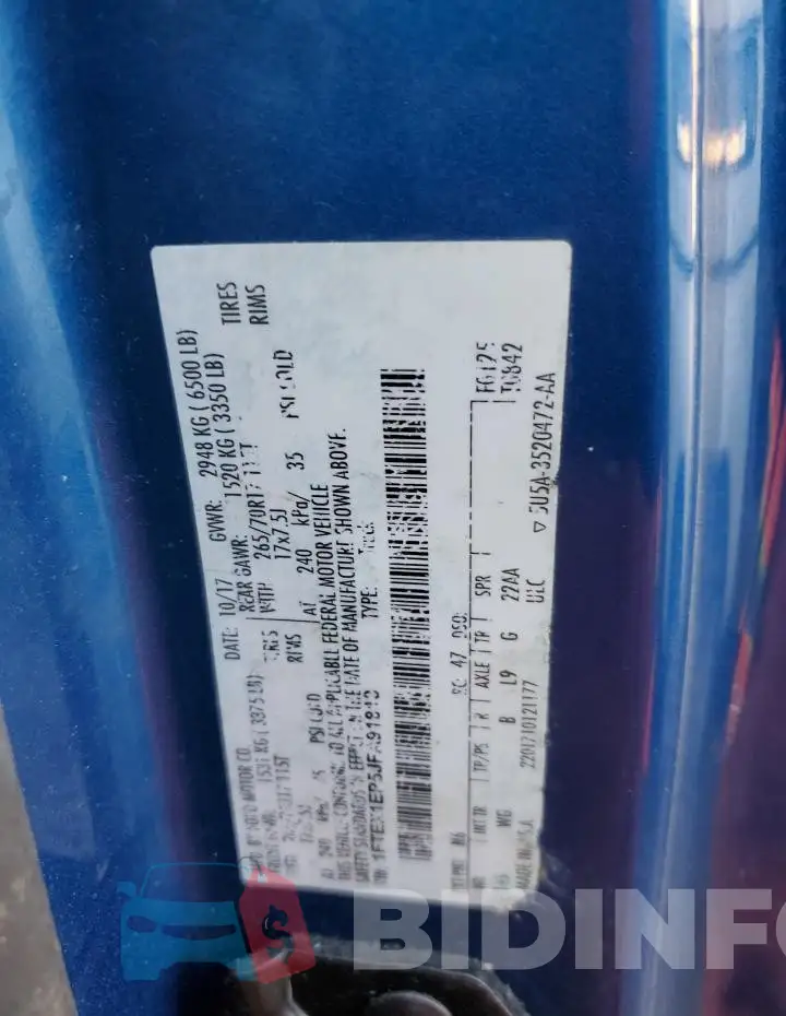 1FTEX1EP5JFA91813 Photo# 12