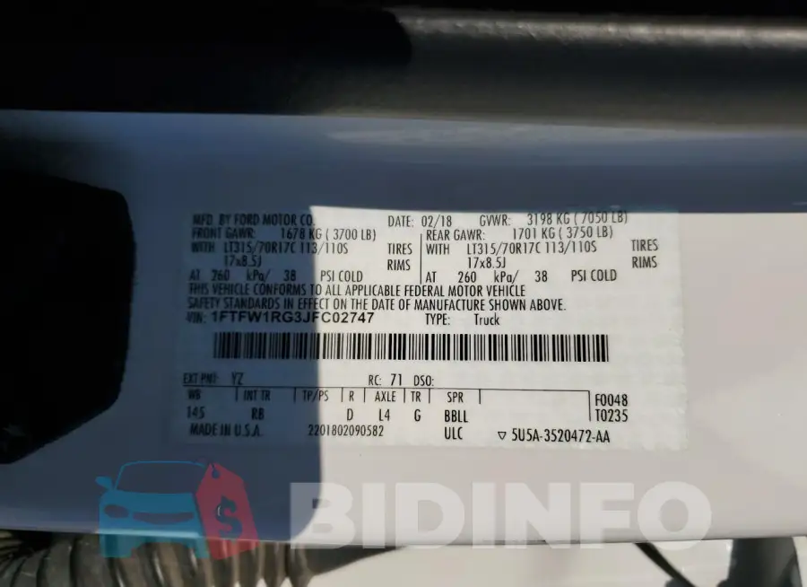 1FTFW1RG3JFC02747 Photo# 13