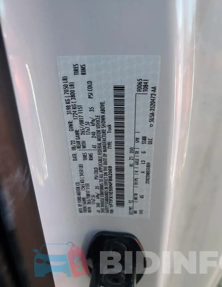 1FTFX1E55NFB82069 Photo# 12