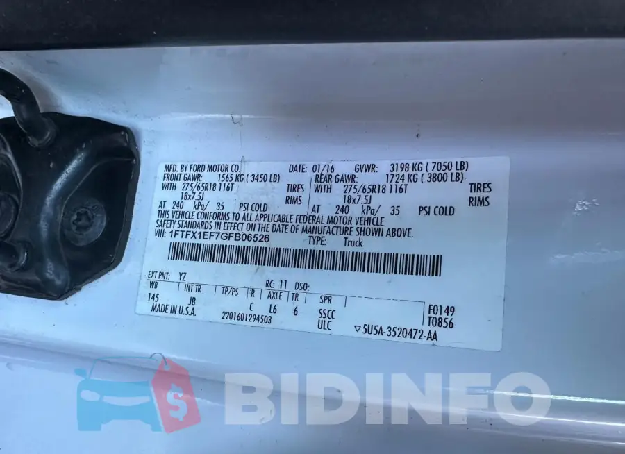 1FTFX1EF7GFB06526 Photo# 10