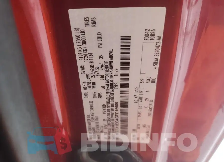 1FTFX1EG4GFD16509 Photo# 13