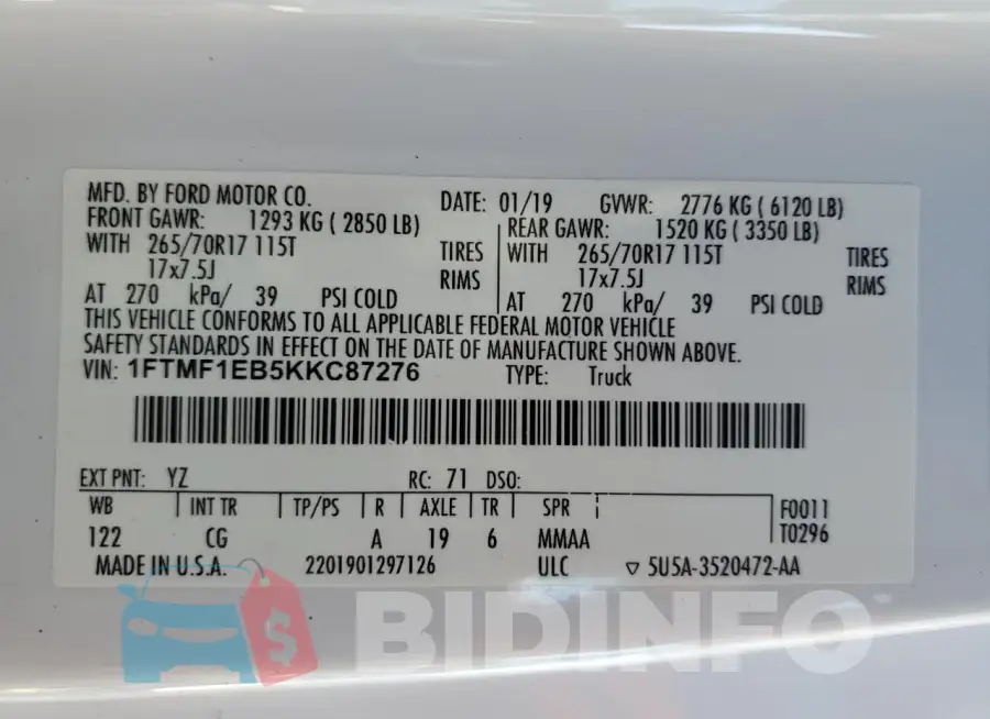 1FTMF1EB5KKC87276 Photo# 13
