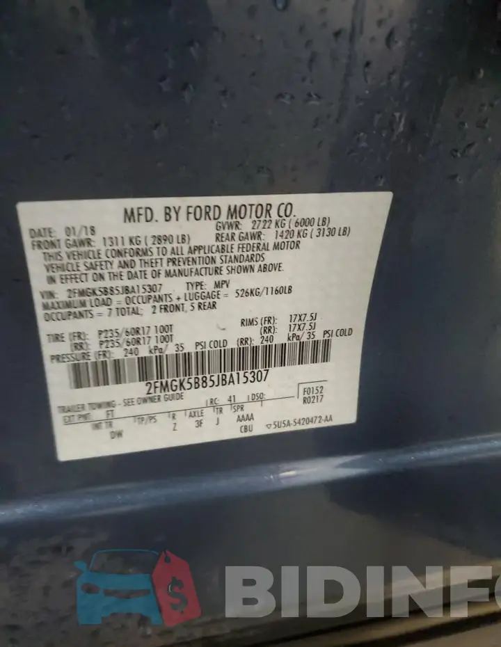 2FMGK5B85JBA15307 Photo# 13
