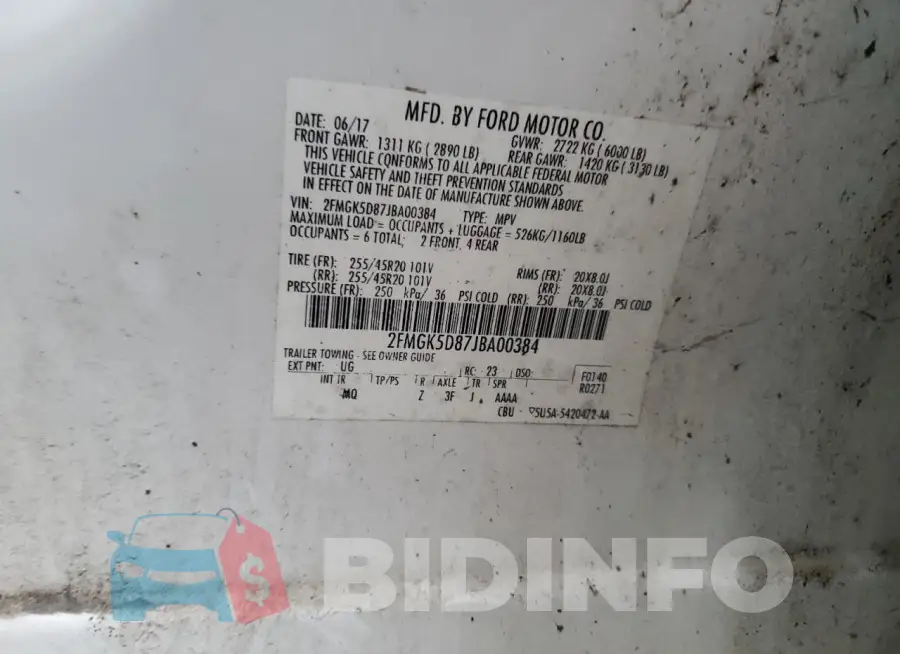 2FMGK5D87JBA00384 Photo# 12