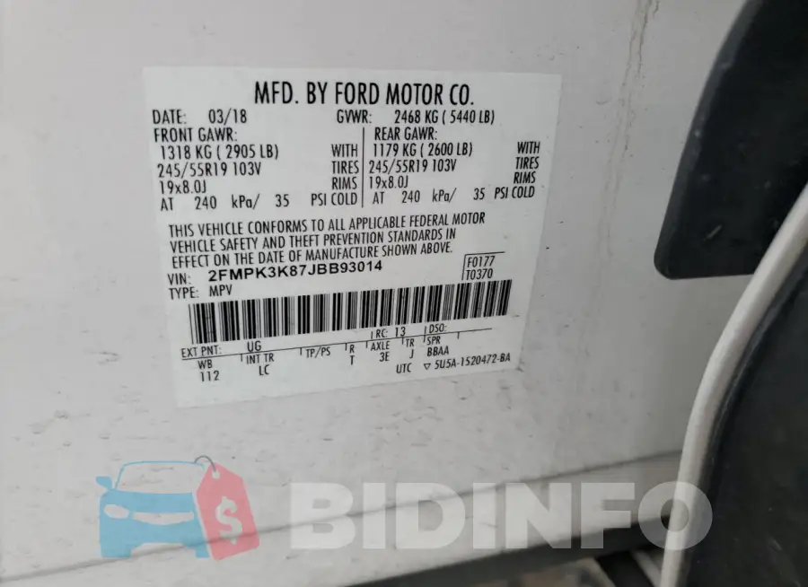 2FMPK3K87JBB93014 Photo# 13