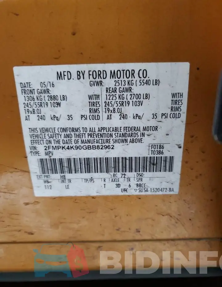2FMPK4K90GBB82962 Photo# 14