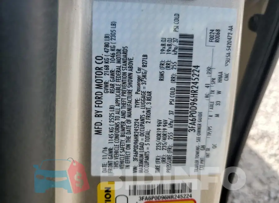 3FA6P0D96HR245224 Photo# 13