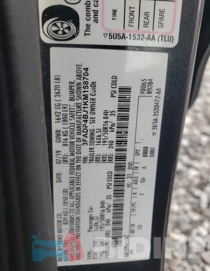 3FADP4BJ1KM158704 Photo# 12