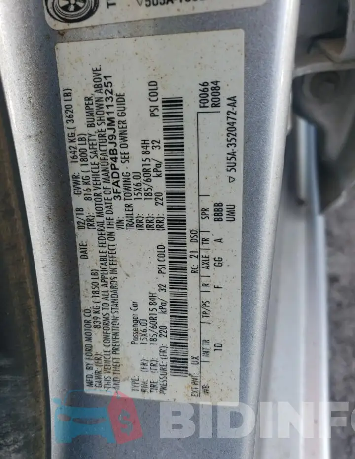 3FADP4BJ9JM113251 Photo# 12