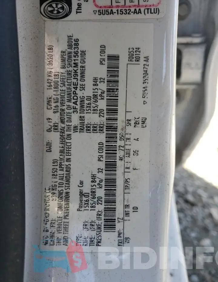 3FADP4EJ9KM156386 Photo# 12
