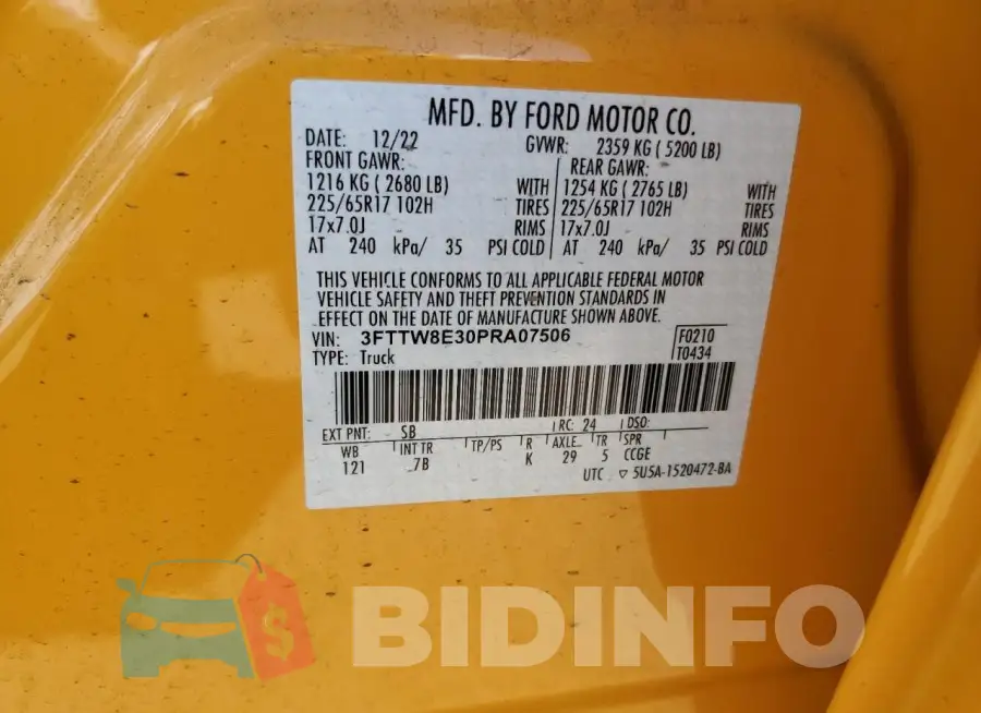 3FTTW8E30PRA07506 Photo# 13