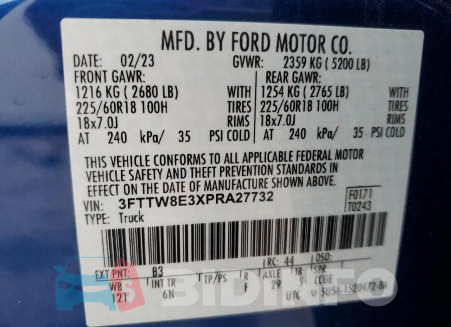 3FTTW8E3XPRA27732 Photo# 13
