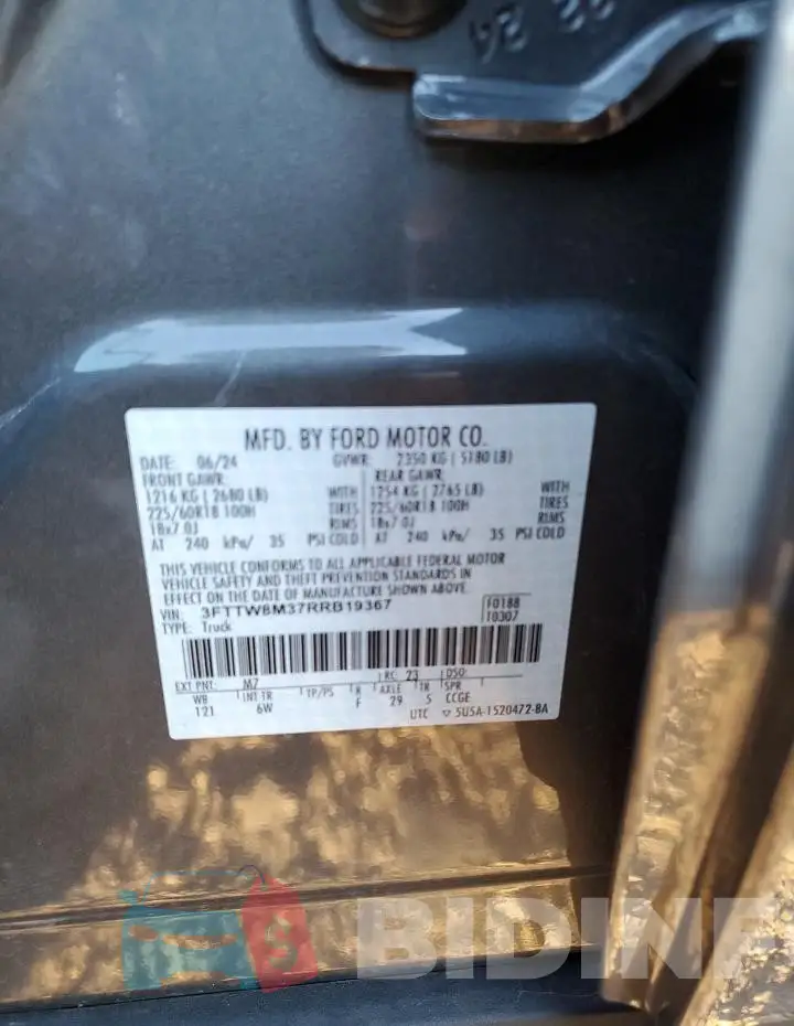 3FTTW8M37RRB19367 Photo# 12