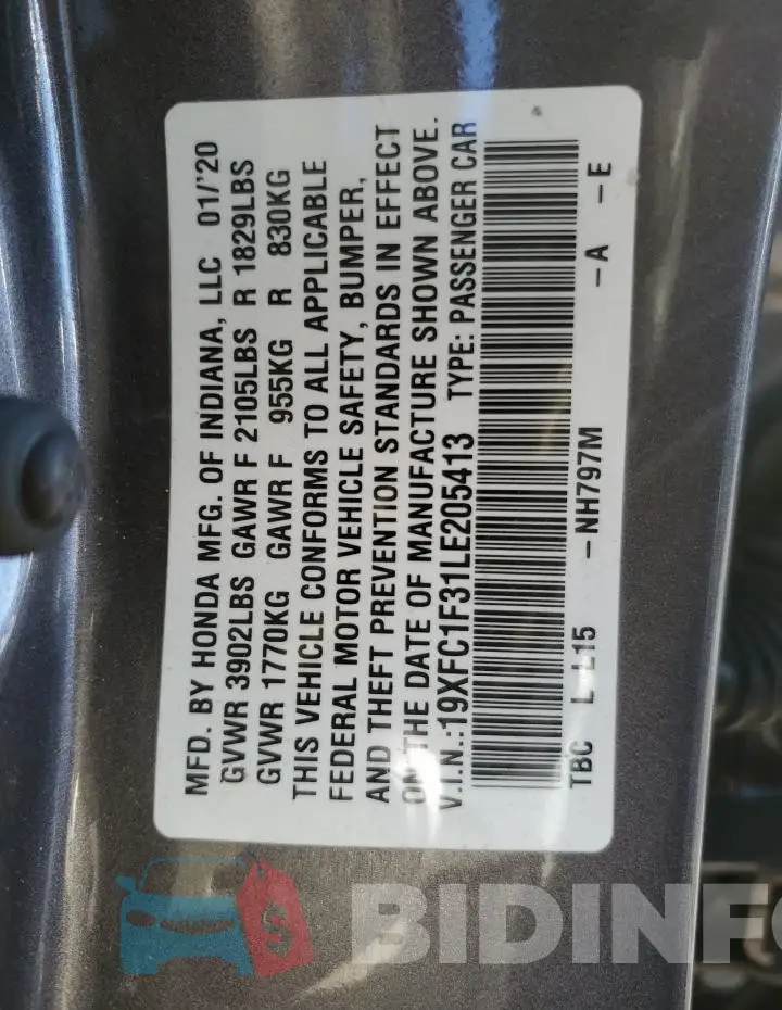 19XFC1F31LE205413 Photo# 12