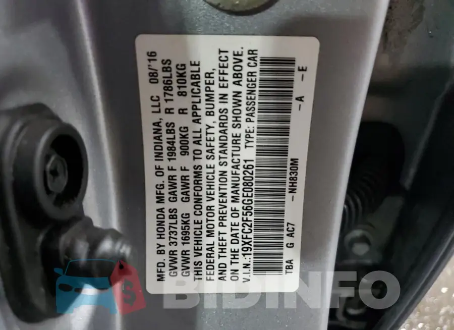 19XFC2F56GE080261 Photo# 13