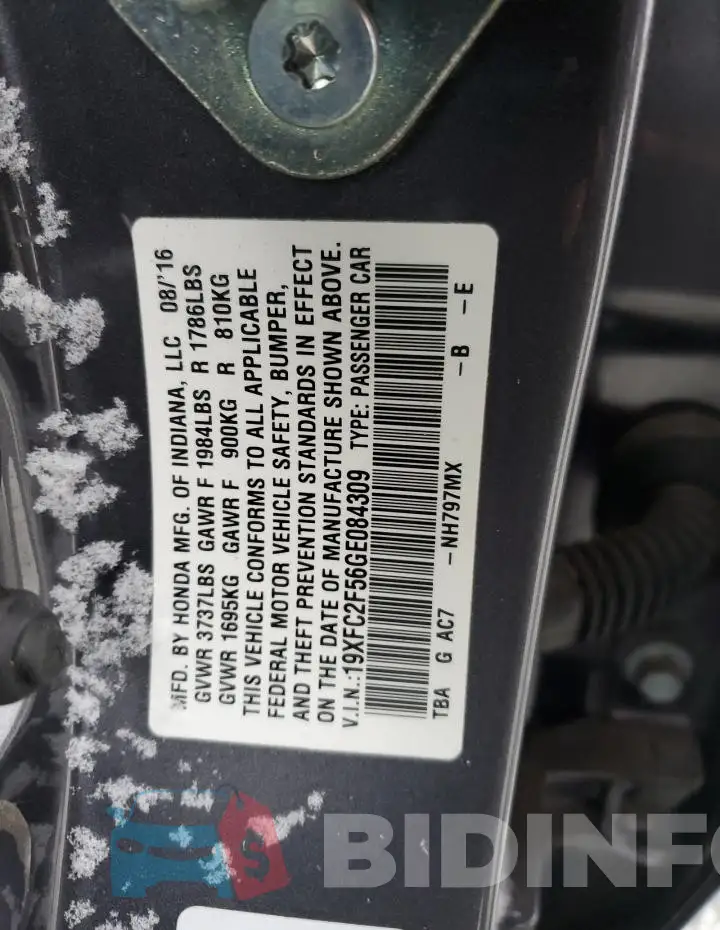 19XFC2F56GE084309 Photo# 12