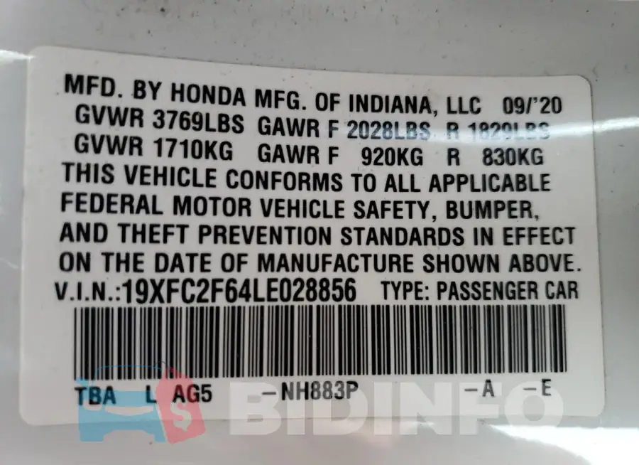 19XFC2F64LE028856 Photo# 12