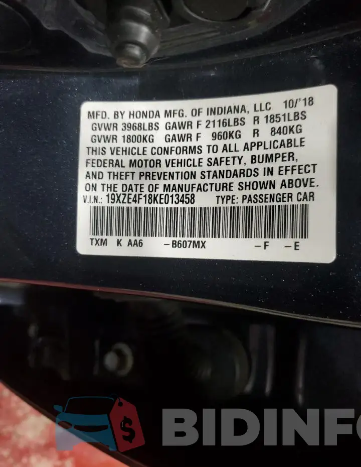 19XZE4F18KE013458 Photo# 12