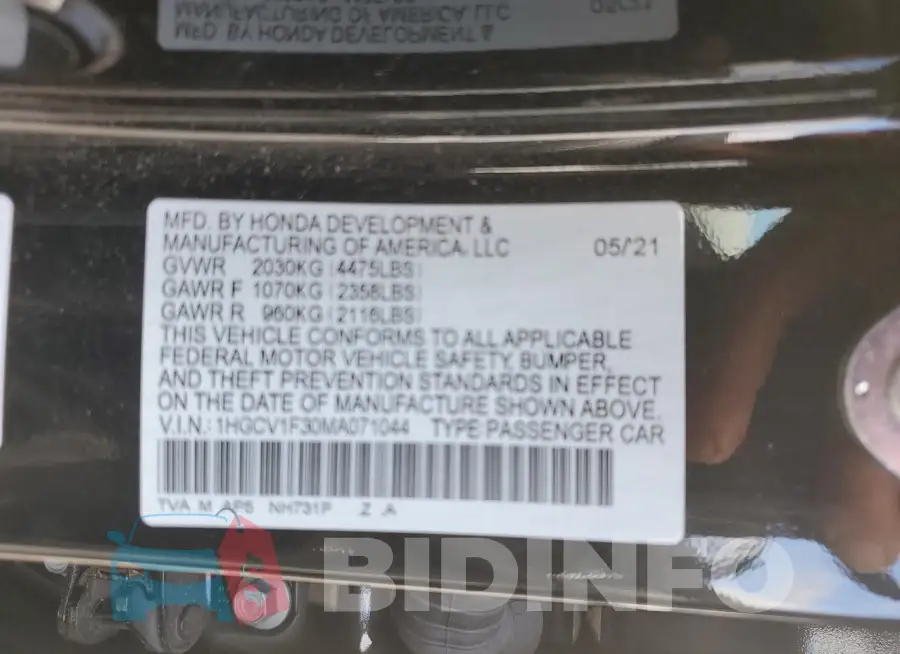 1HGCV1F30MA071044 Photo# 13