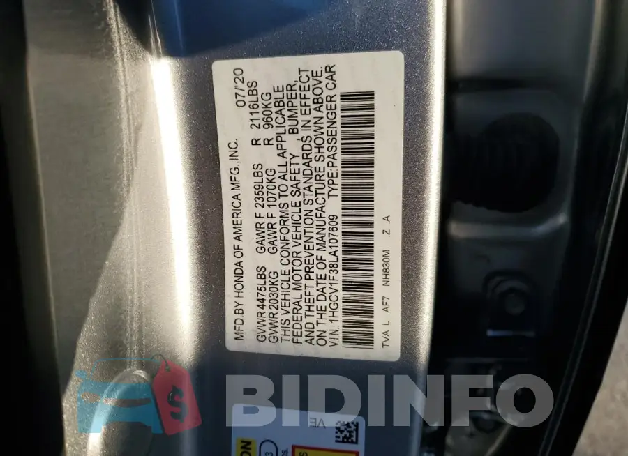 1HGCV1F38LA107609 Photo# 13
