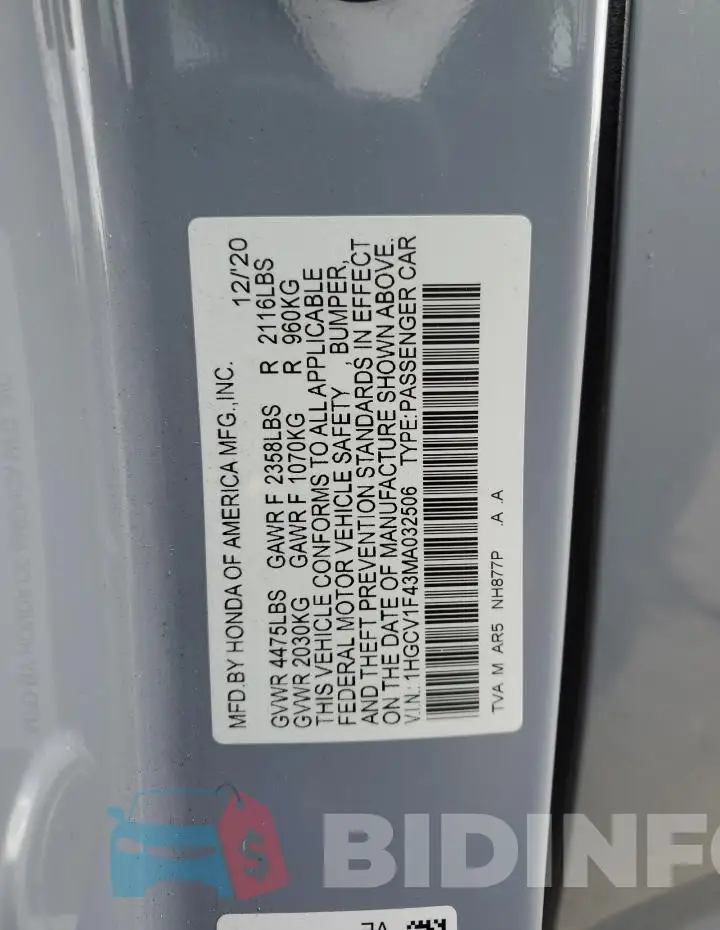 1HGCV1F43MA032506 Photo# 13