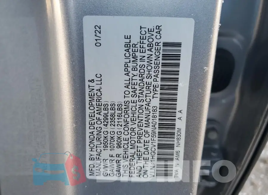 1HGCV1F59NA018183 Photo# 12
